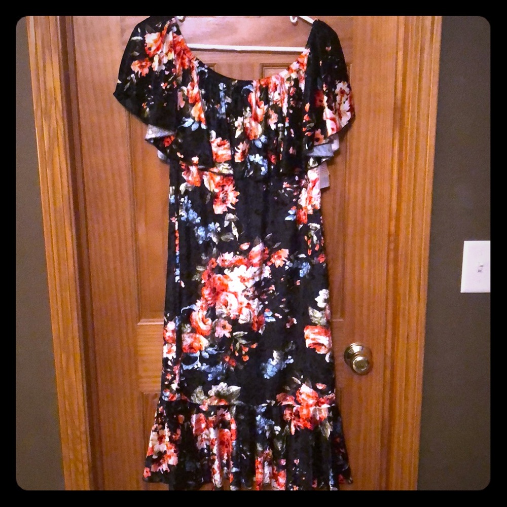 Lularoe Cici Dress- Black Velvet Floral